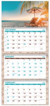 Three Month, Four Panel Calendar With Week Numbers